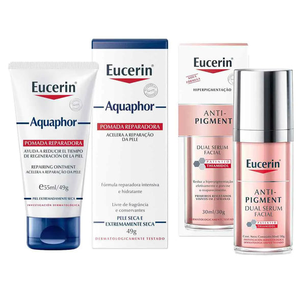 Kit Eucerin Sérum Facial Clareador Anti-Pigment Dual 30ml + Pomada Reparadora Intensiva Aquaphor 50g