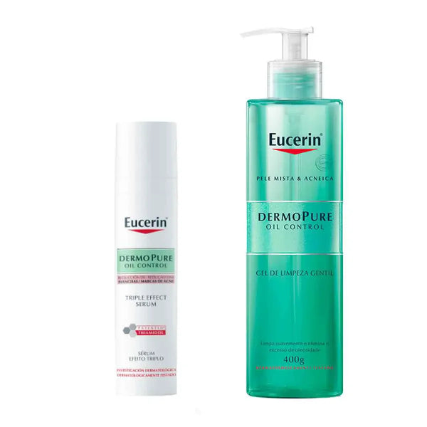 Kit Eucerin Dermo Pure: Sérum Facial  Oil Control Efeito Triplo 40ml + Gel de Limpeza Gentil 400g