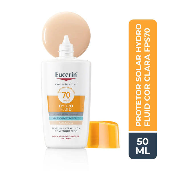 Protetor Solar Facial Eucerin Hydro Fluid FPS 70 Cor Escura 50ml