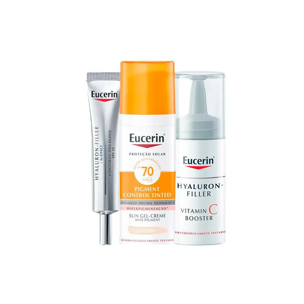 Kit eucerin - protetor solar facial matte fps 70 clara e creme para os olhos e creme facial